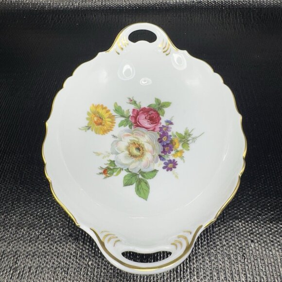 AK Kaiser Germany Gloria Fine Porcelain Dish Bowl With Handles Floral Pattern - Picture 2 of 14